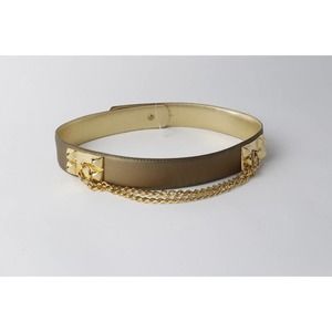 Vintage RITZ Gold Leather Chain Waist Belt Size M
